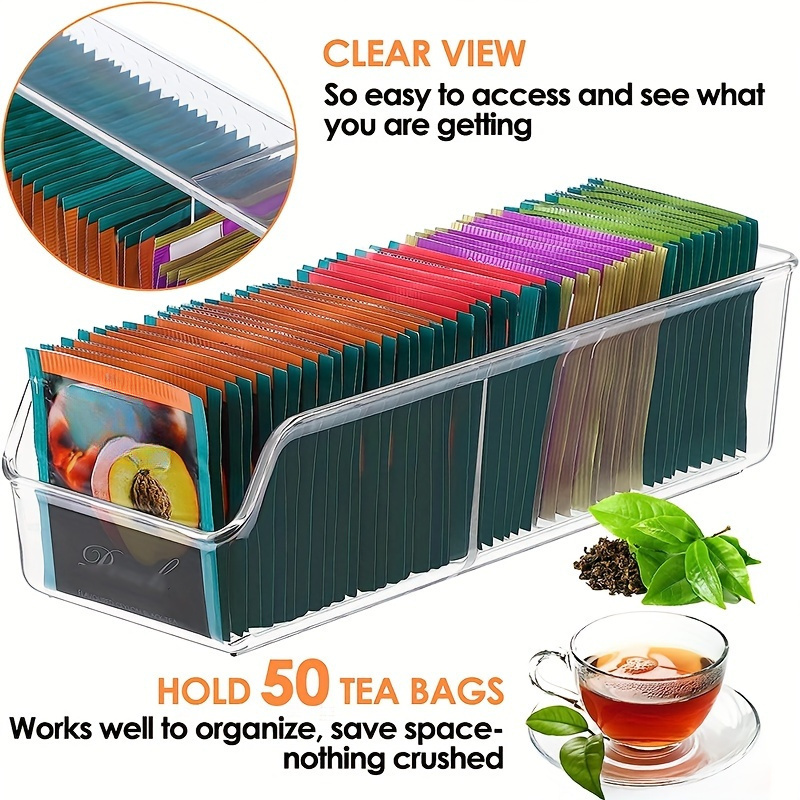 Coffee Tea Sugar - 1pc Clear Tea Bag Organizer Box