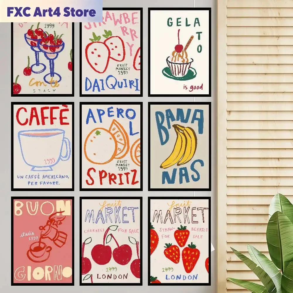 Coffee Tea Poster - Frameless Abstract Afternoon Tea Dessert Coffee