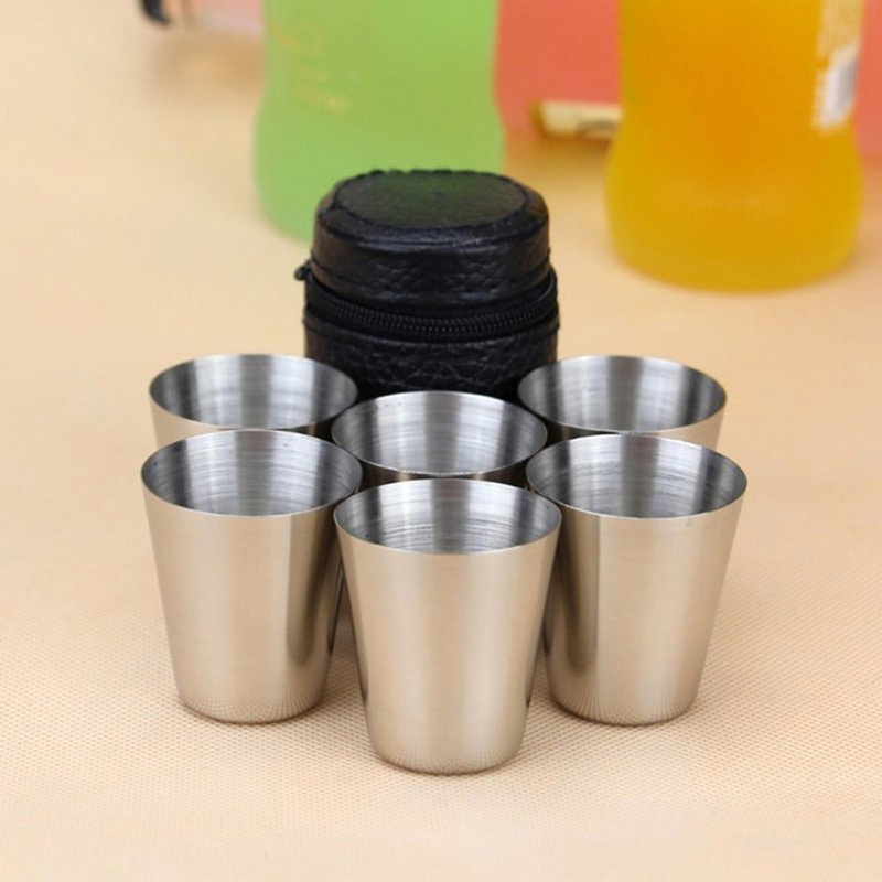 Coffee Tea Sugar Canister Set - 4/6Pcs Stainless Steel Cups Mini Shot