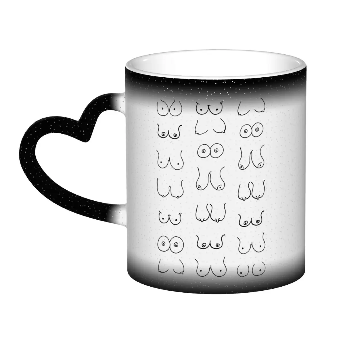 Draw Coffee And Tea - Black And White Tits Drawing Mug