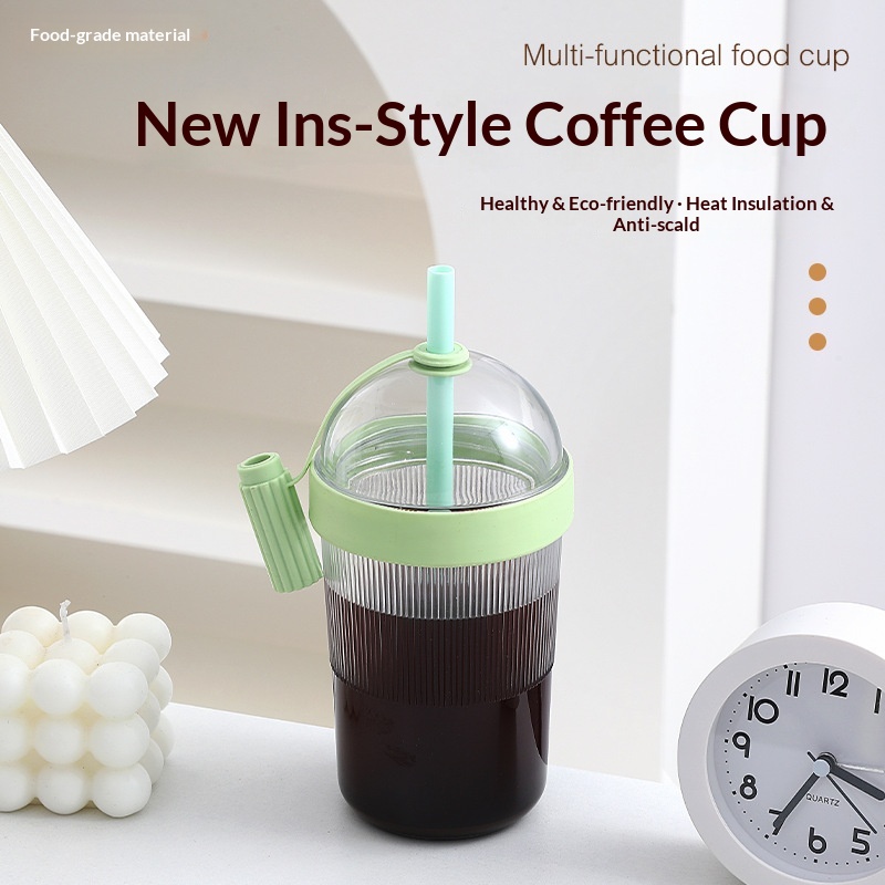Coffee Jelly Tea - Sucking Coffee Cup Portable Large-capacity Straw