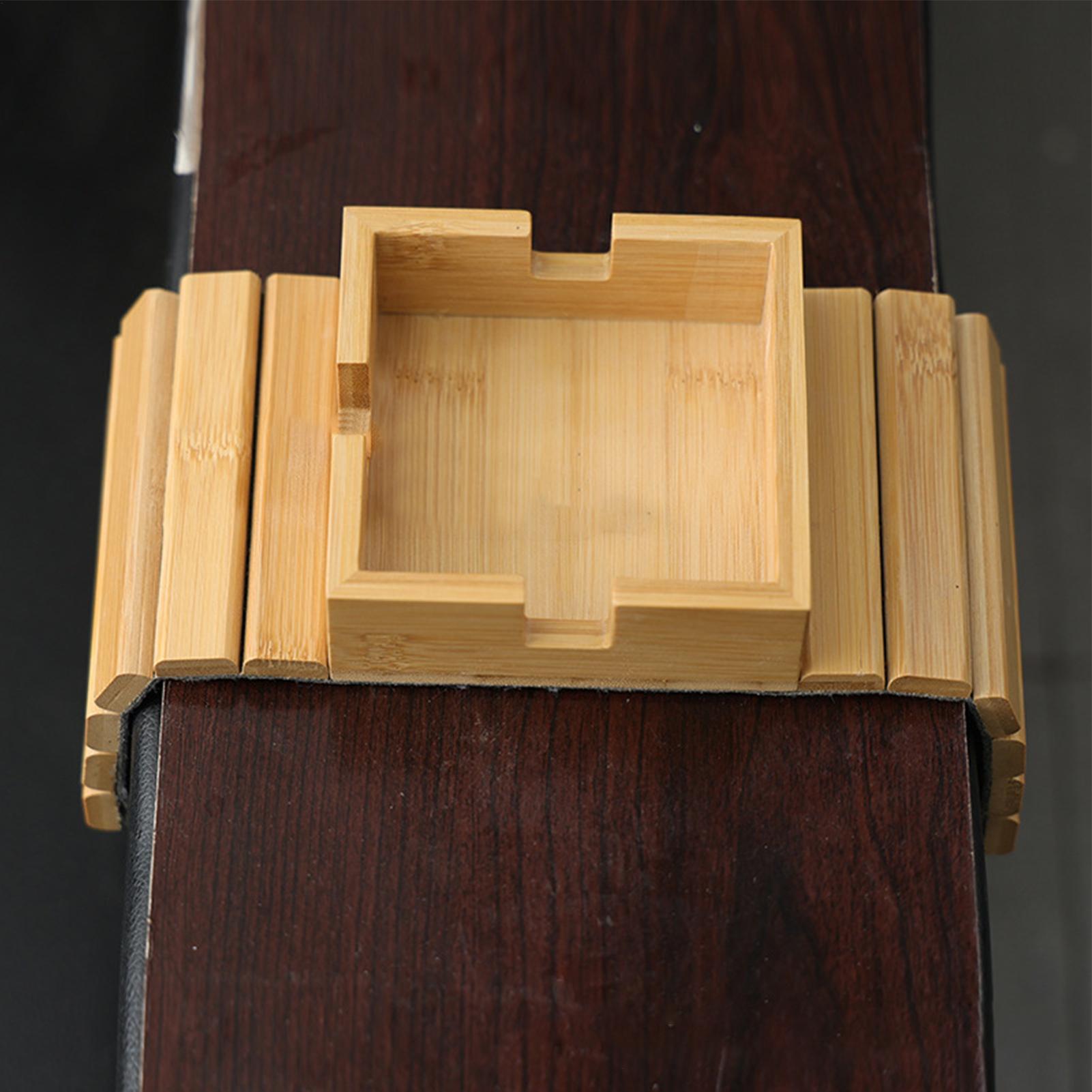 Bamboo Tea Tray - Couch Cup Holder Wood Sofa Armrest