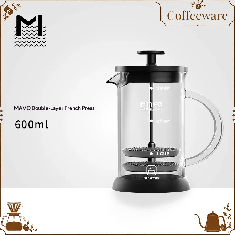 Coffee And Tea Glass - MAVO French Press Coffee Maker Double