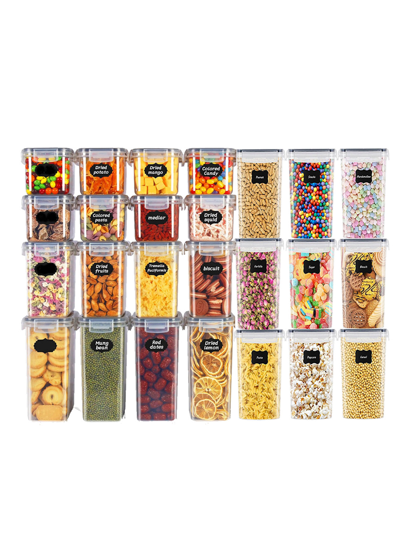 Tea Coffee Sugar Container - 48pcs, Sealed Food Storage Containers with