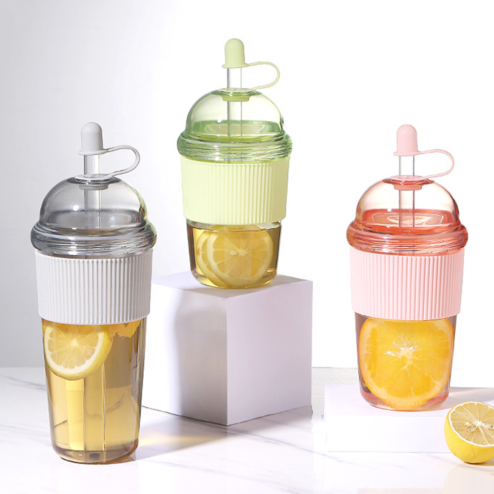 Coffee Jelly Tea - 520ml Portable Flip Straw Cup Plastics