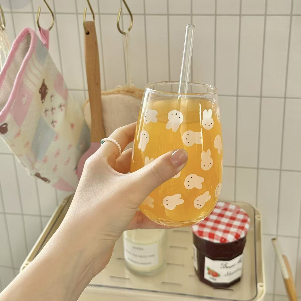 Cute Miffy Rabbit Printed Glas - đánh giá và giá Coffee And Tea Glass