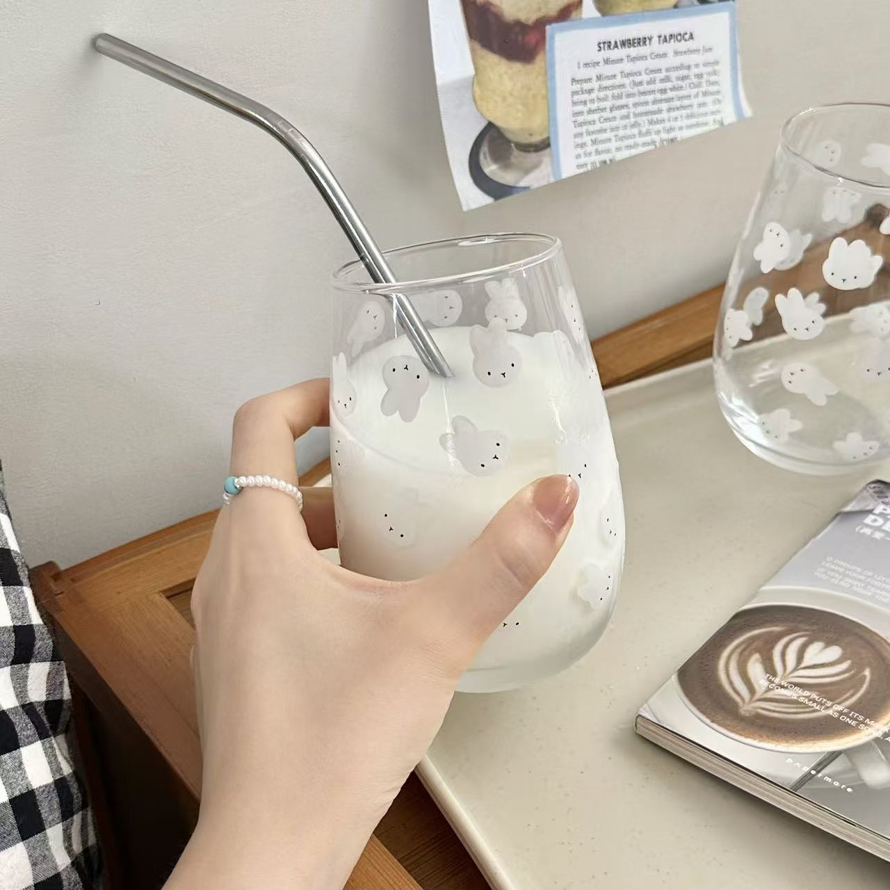 Cute Miffy Rabbit Printed Glas - đánh giá và giá Coffee And Tea Glass