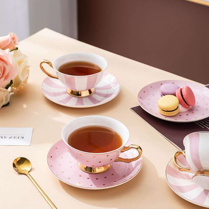 Ceramic Pink Coffee Mugs with  - đánh giá và giá Coffee Tea Set