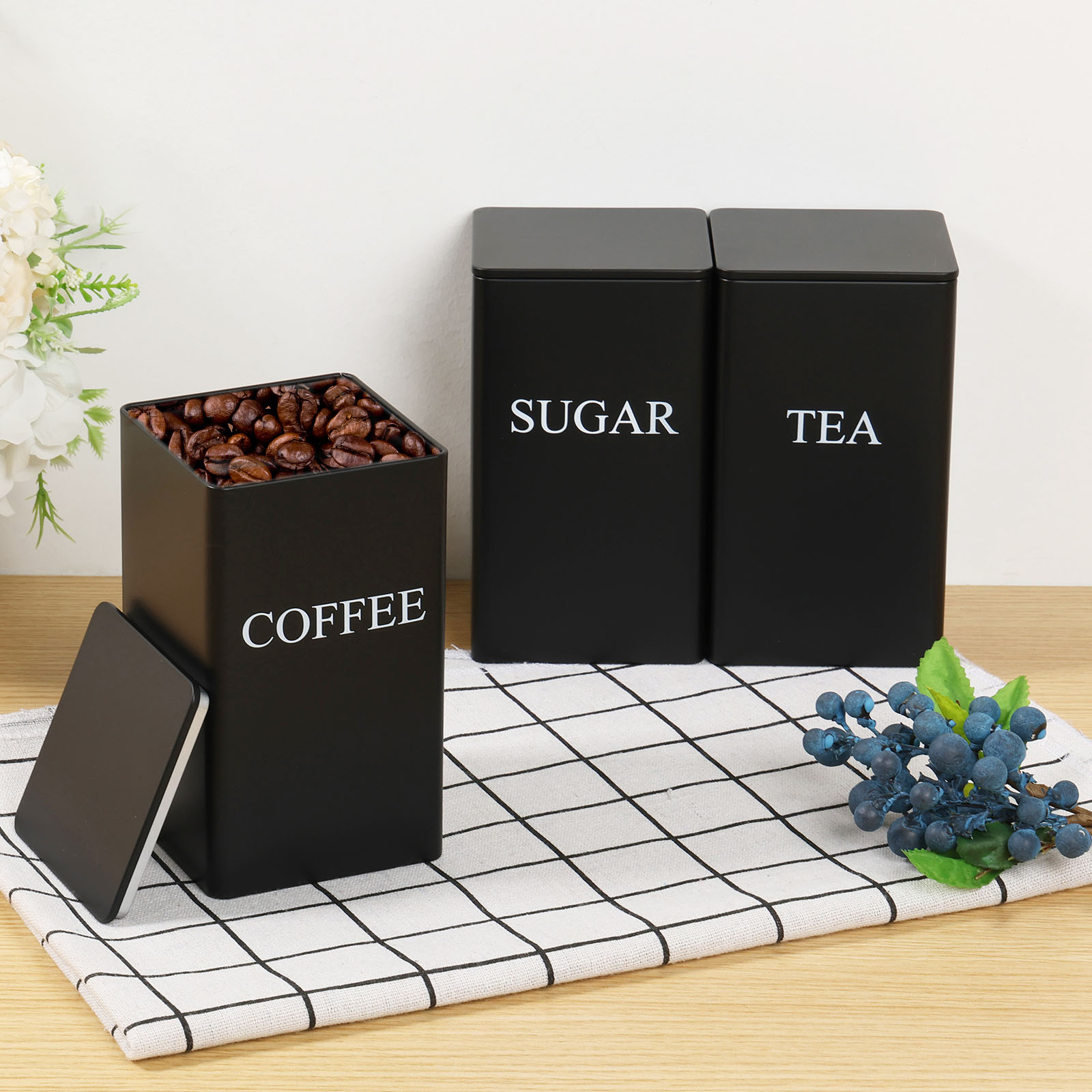 3Pcs Coffee Bean Storage Canis - đánh giá và giá Coffee Tea Sugar Canister Set