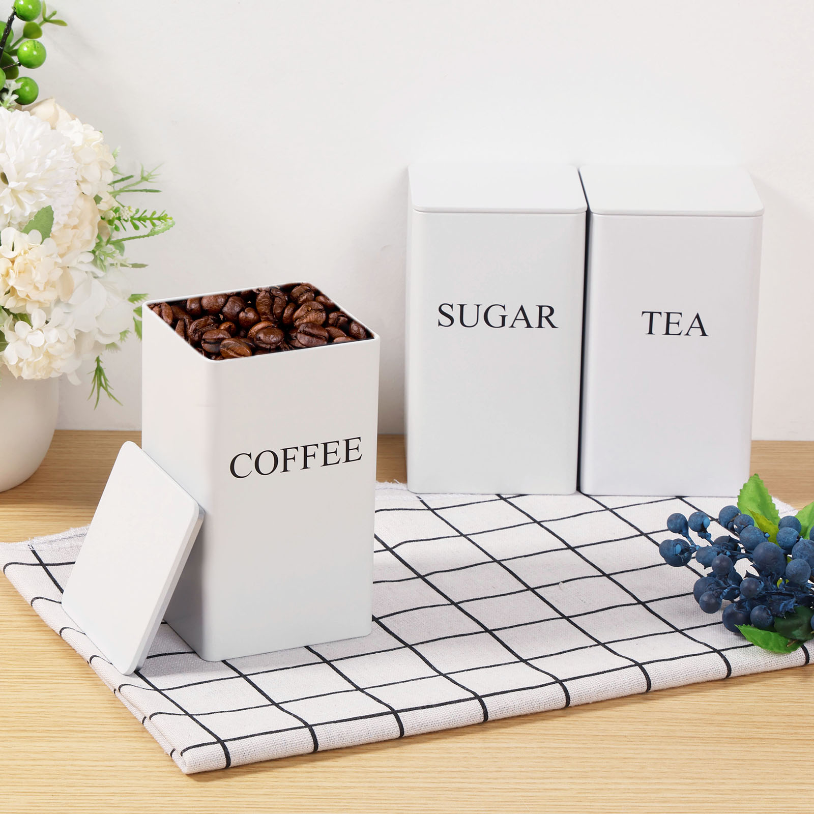 3Pcs Coffee Bean Storage Canis - đánh giá và giá Coffee Tea Sugar Canister Set