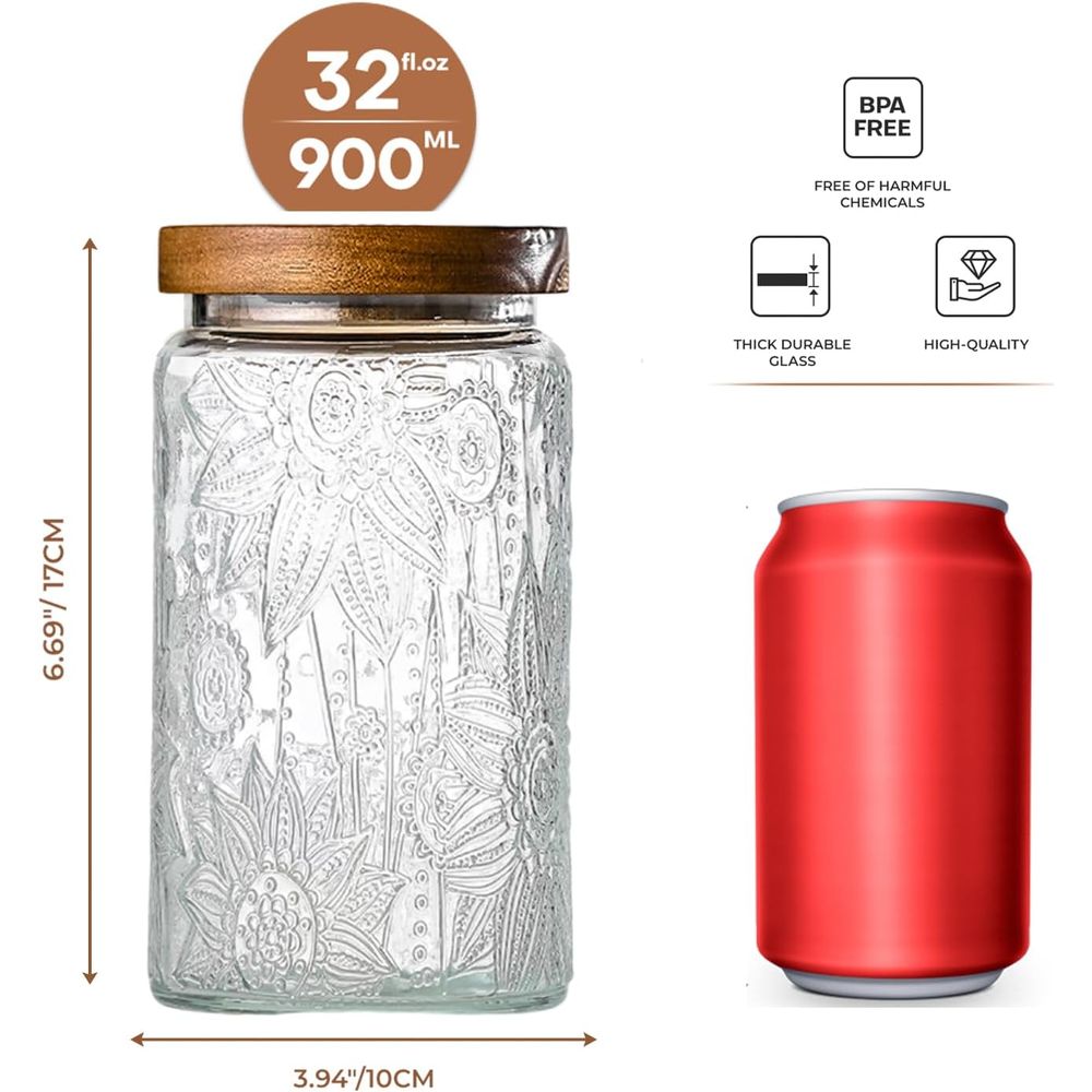 32oz Vintage Glass Jars With L - đánh giá và giá Tea Coffee Sugar Container