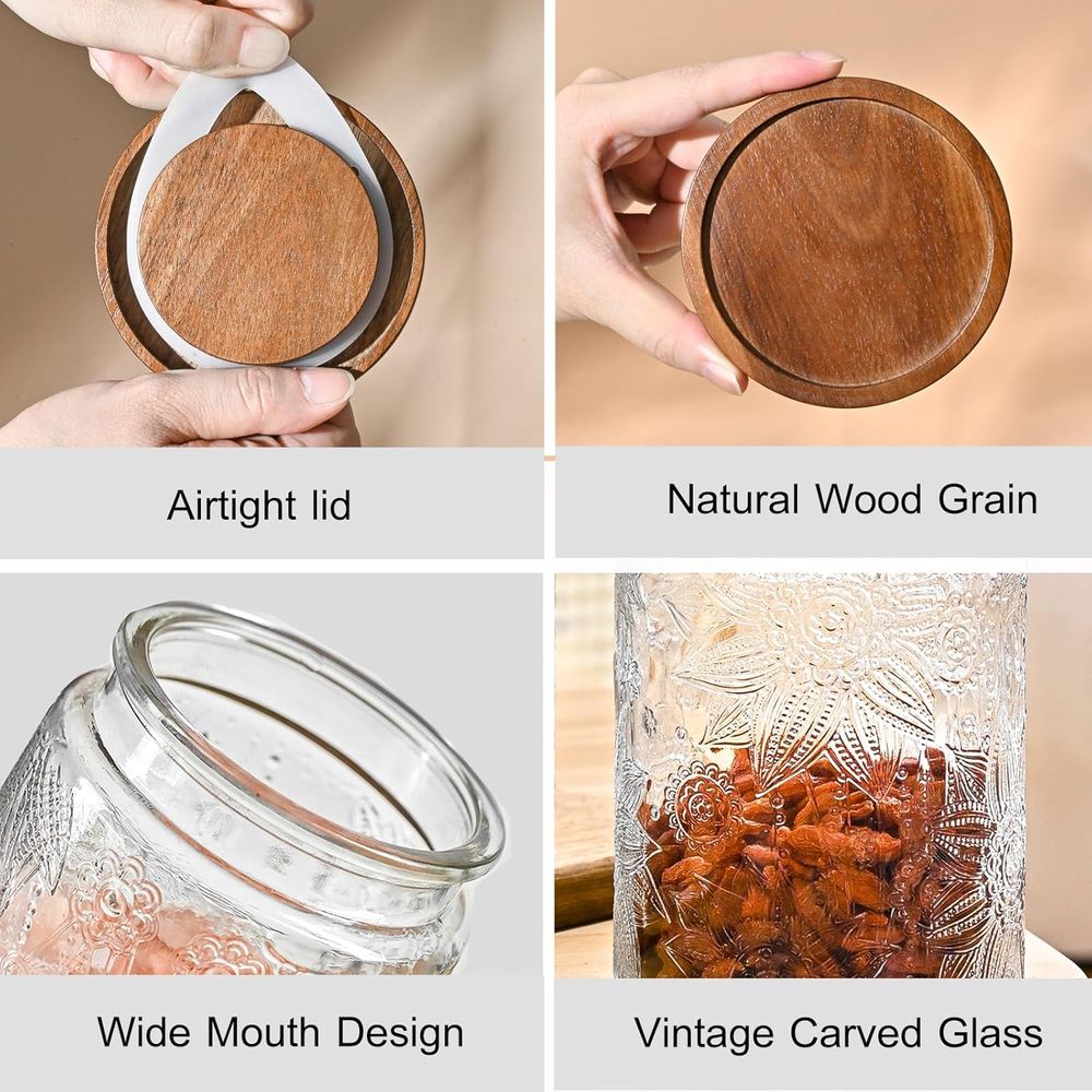 32oz Vintage Glass Jars With L - đánh giá và giá Tea Coffee Sugar Container