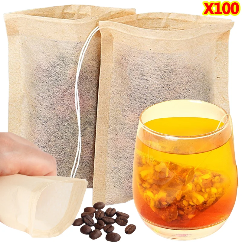 100Pcs Teabags with Drawstring - đánh giá và giá Coffee Tea Leaf And Bean