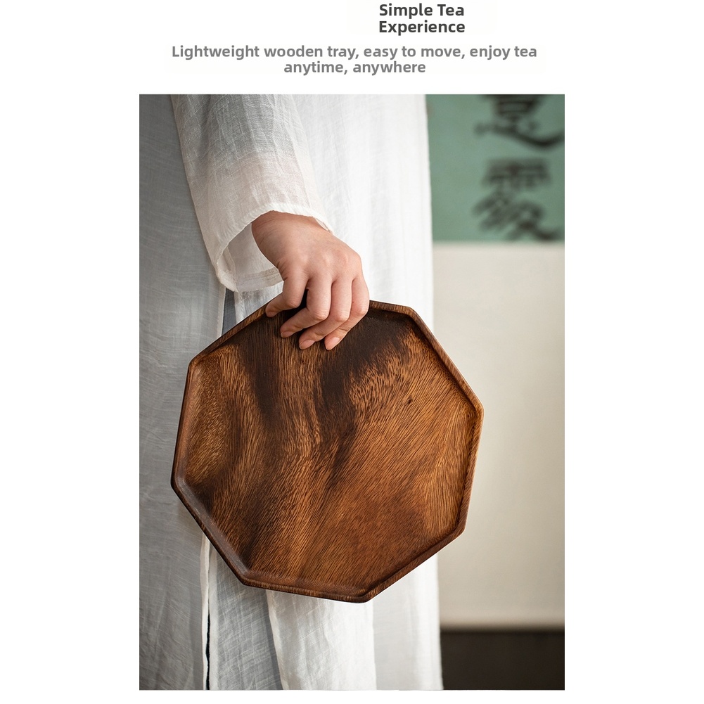 Natural Walnut Octagonal Plate - đánh giá và giá Bamboo Tea Tray
