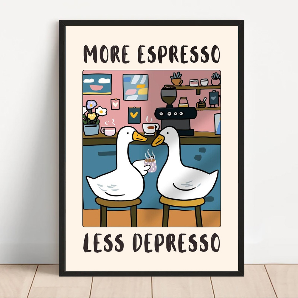 Cute Animals Canvas Printed Po - đánh giá và giá Coffee Tea Poster