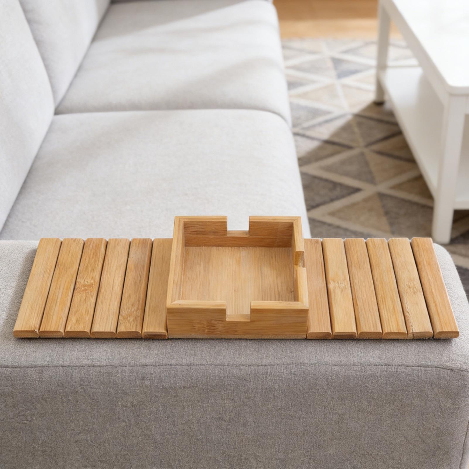 Couch Cup Holder Wood Sofa Arm - đánh giá và giá Bamboo Tea Tray