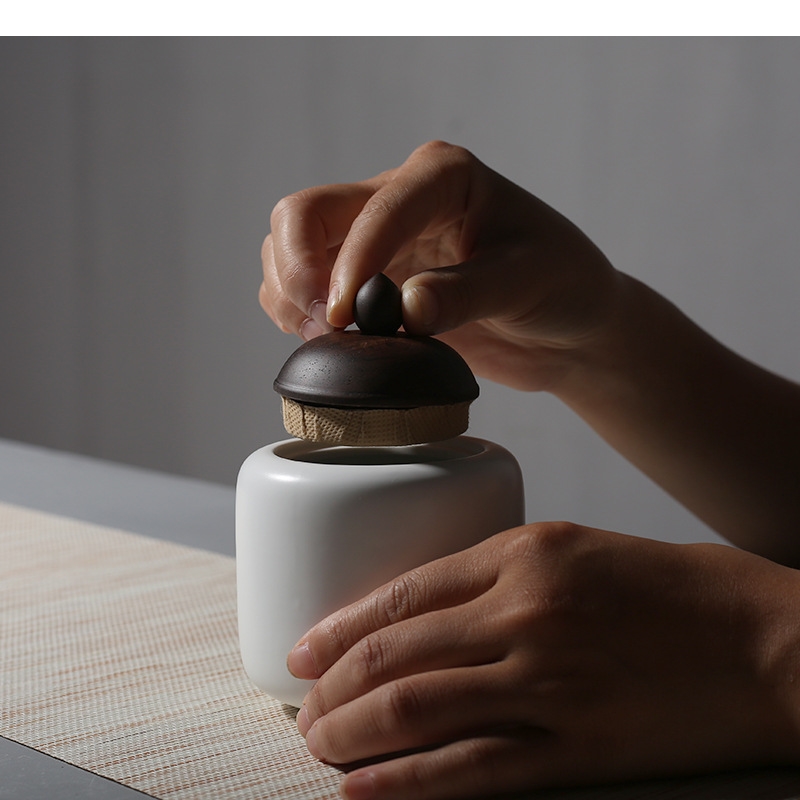 Ceramic Tea Pot Wooden Lid Por - đánh giá và giá Tea Coffee Sugar Container