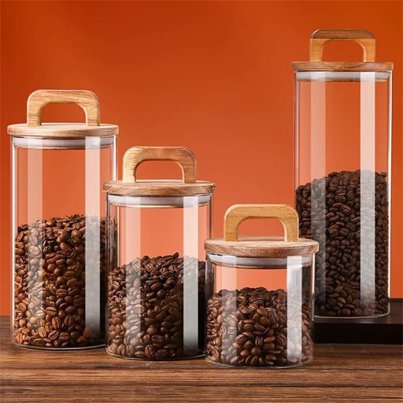 Clear Glass Jar with Bamboo Li - đánh giá và giá Coffee Tea Sugar Canister Set