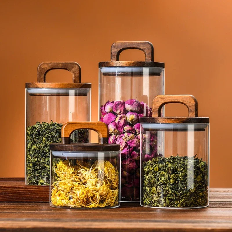 Clear Glass Jar with Bamboo Li - đánh giá và giá Coffee Tea Sugar Canister Set