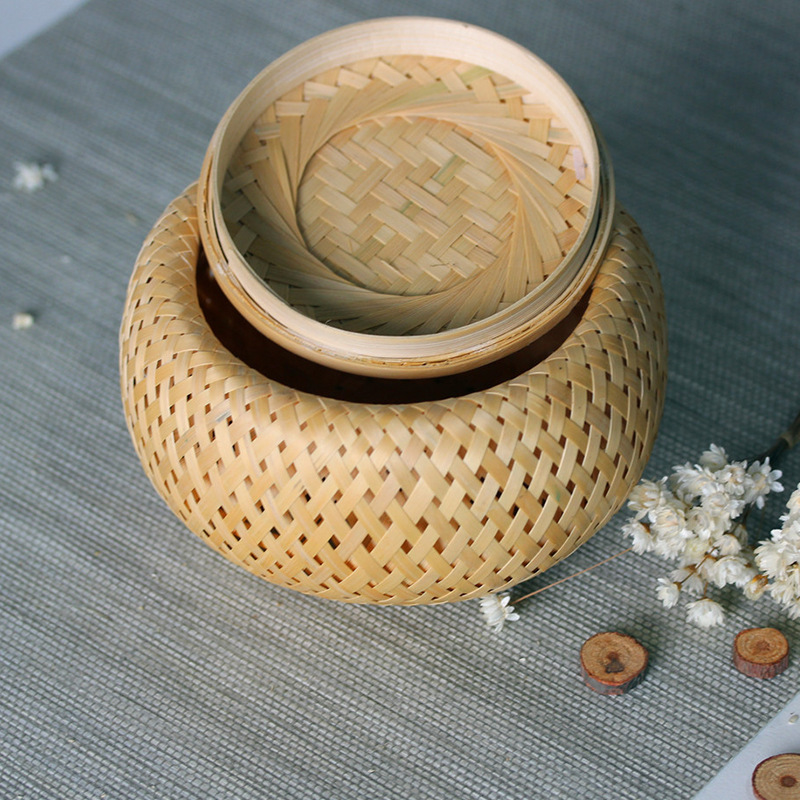 Bamboo woven small basket doub - đánh giá và giá Bamboo Tea Tray