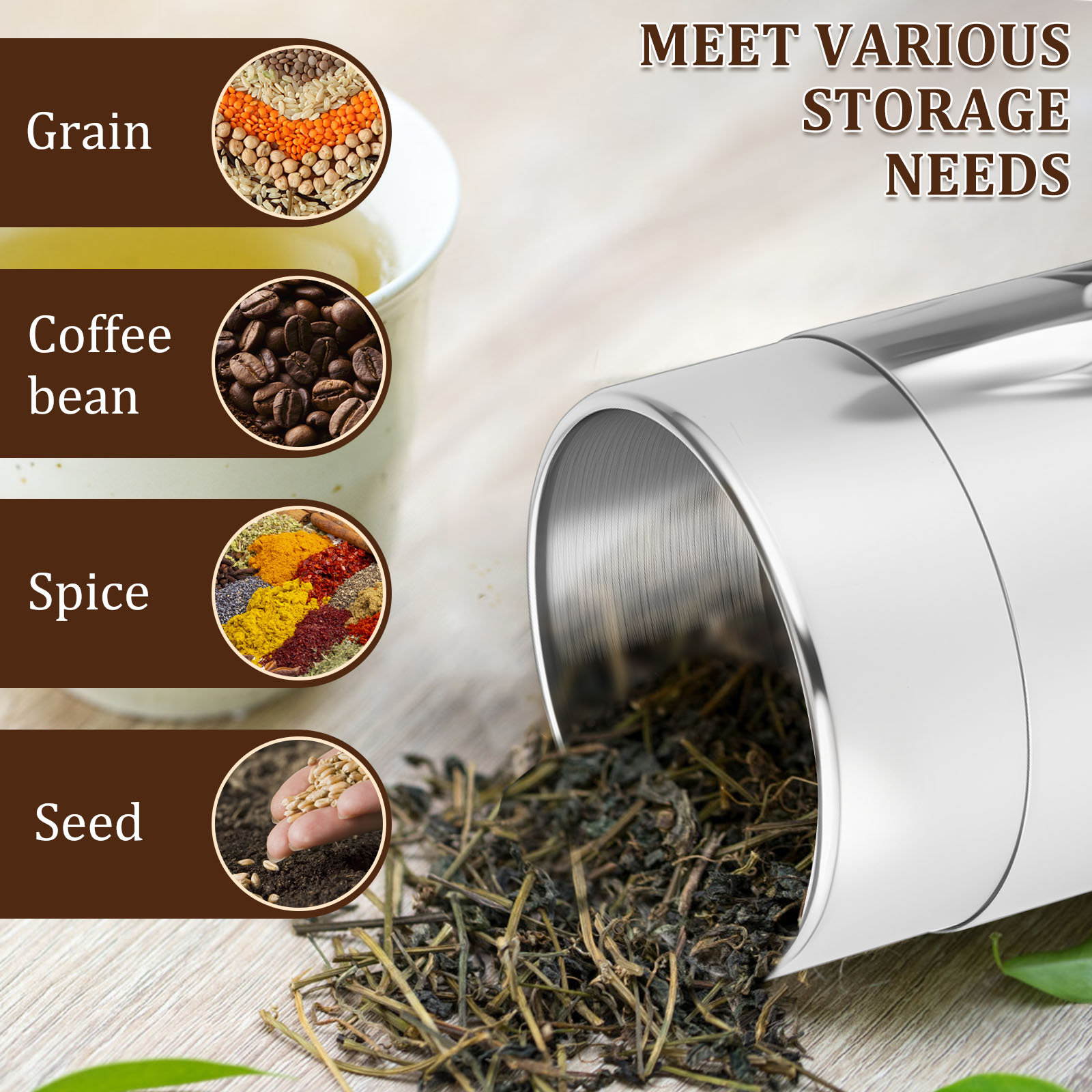 Stainless Steel Tea Leaf Tins  - đánh giá và giá Tea Coffee Sugar Container