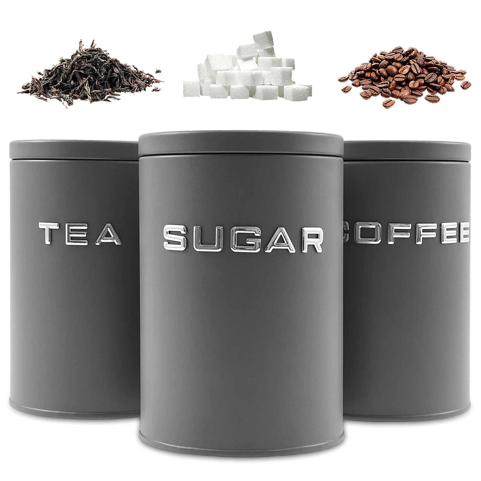 3 Pcs Tea Coffee Sugar Caniste - đánh giá và giá Coffee Tea Sugar Canister Set
