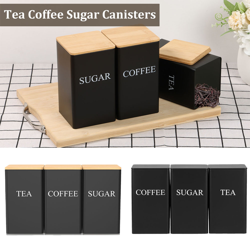 Coffee Bean Storage Jar Metal  - đánh giá và giá Coffee Tea Sugar Canister Set